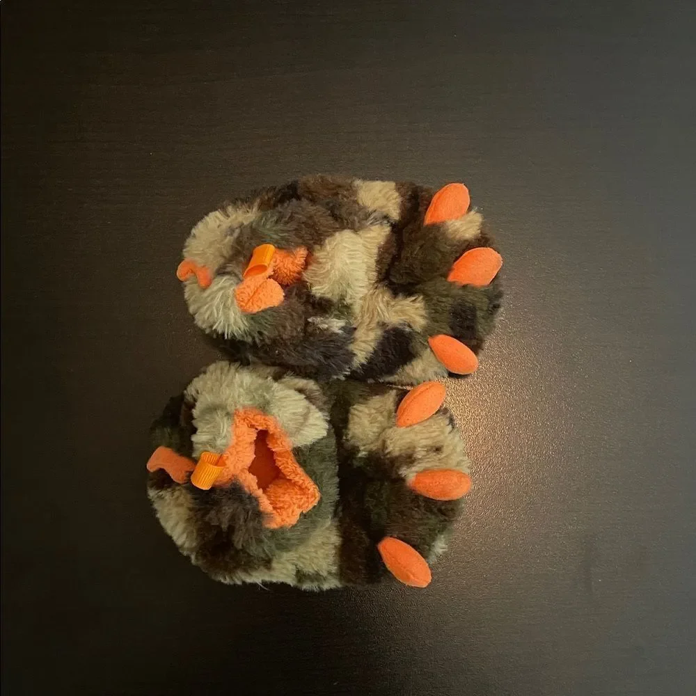 Cozy Kids' Furry Slippers - Orange and Brown